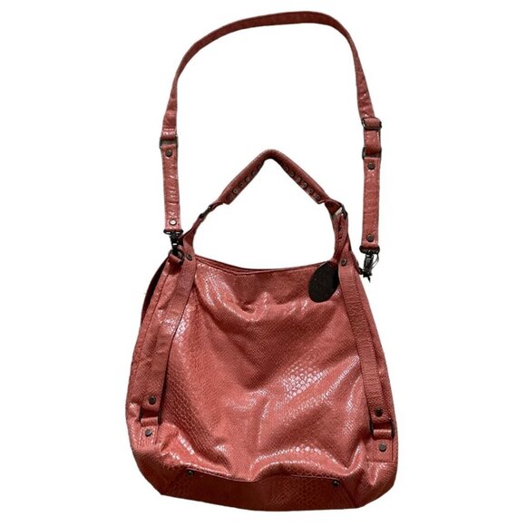 Kenneth Cole Reaction Faux Leather Crossbody Bag Snake Embossed Studded Orange - Picture 1 of 12